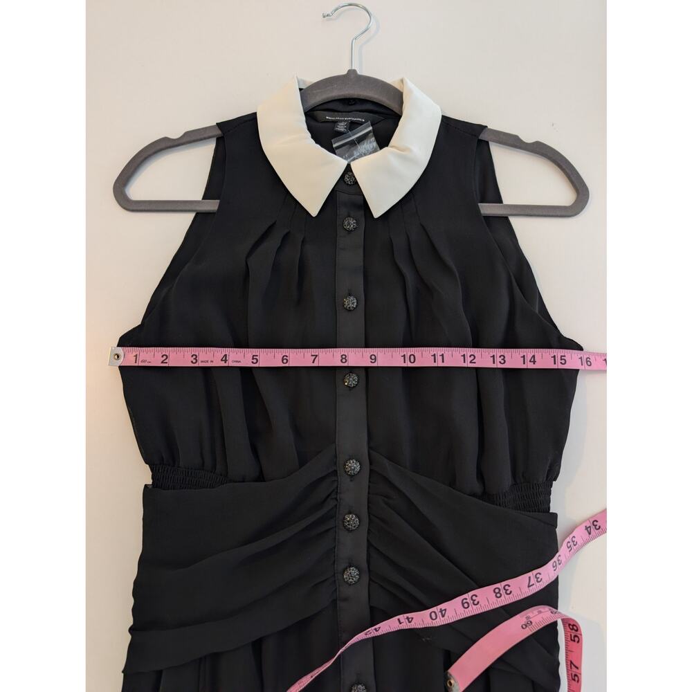 White House Black Market Dress White Collar Wednesday Addams Family Black Size 2 - Picture 10 of 12